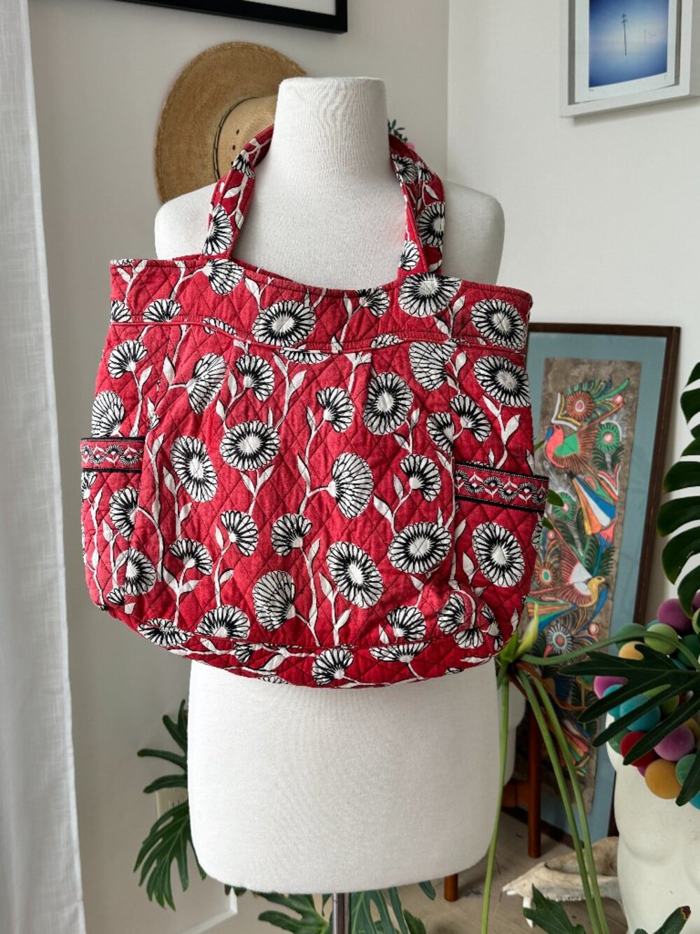 Vera Bradley Red Black Floral Tote Bag